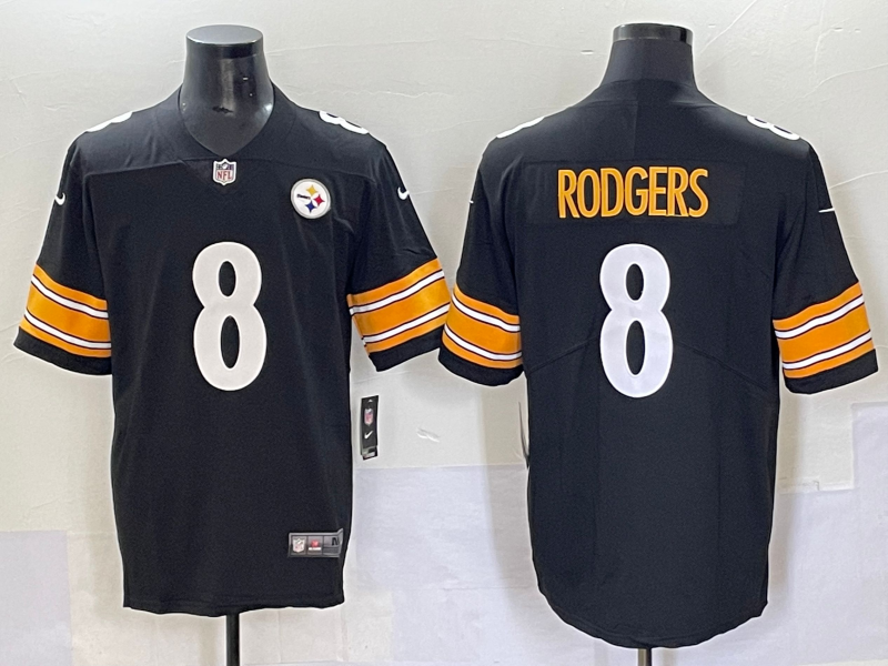 Men Pittsburgh Steelers #8 Rodgers Black Nike Limited NFL 2025 Jersey 005->pittsburgh steelers->NFL Jersey